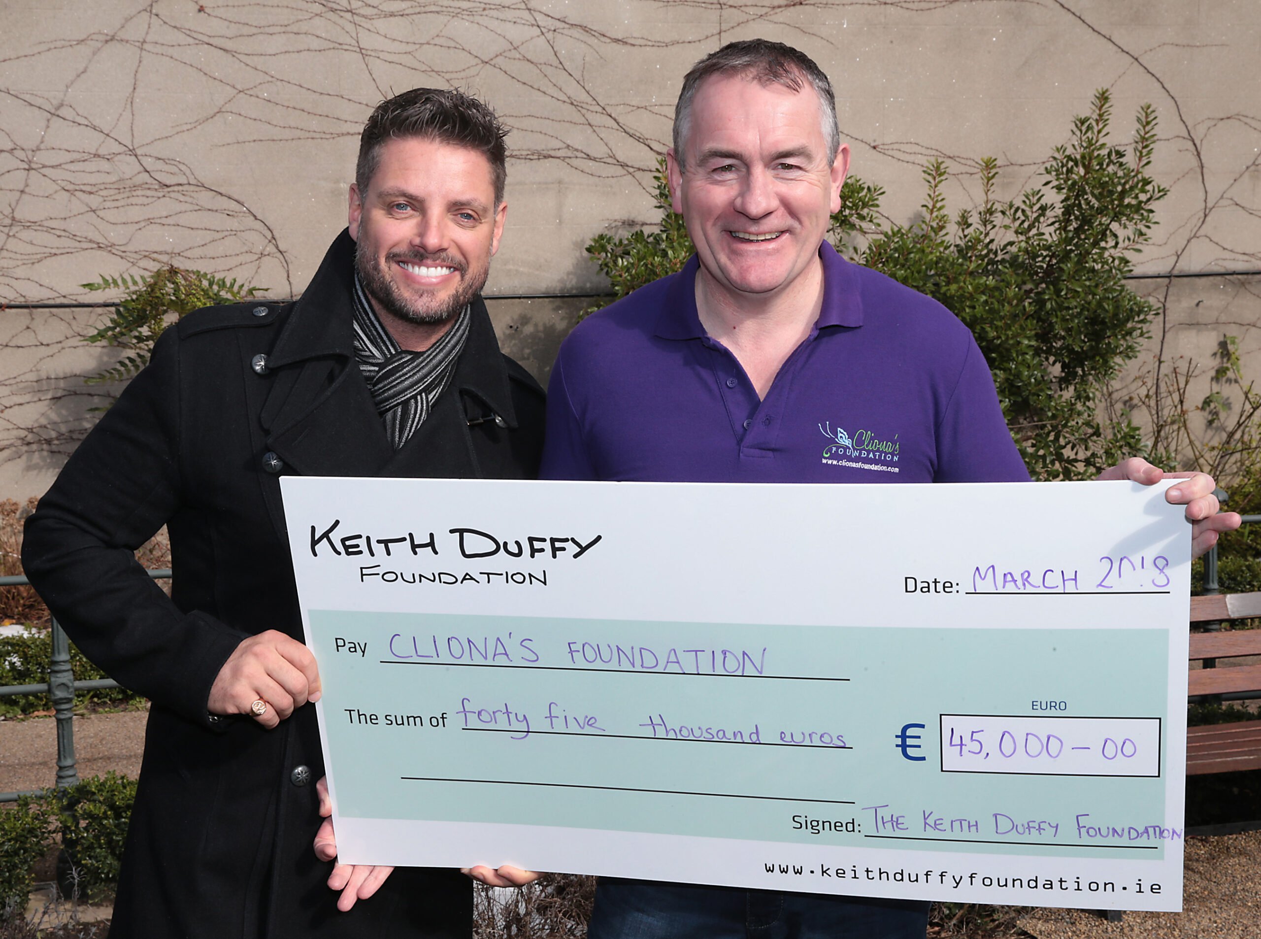 Keith Duffy and Brendan Ring raising funds for families with sick children. Charity Ireland.