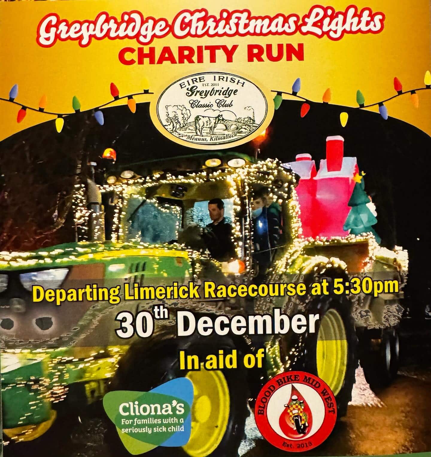 Greybridge Christmas Lights Tractor Run Clionas